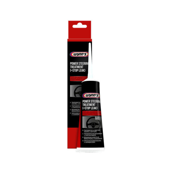 A tube of power steering stop leak and its box
